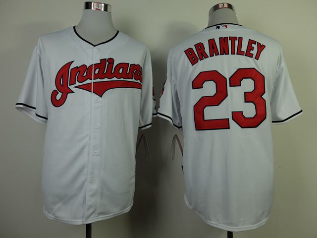 Men Cleveland Indians #23 Brantley White MLB Jerseys